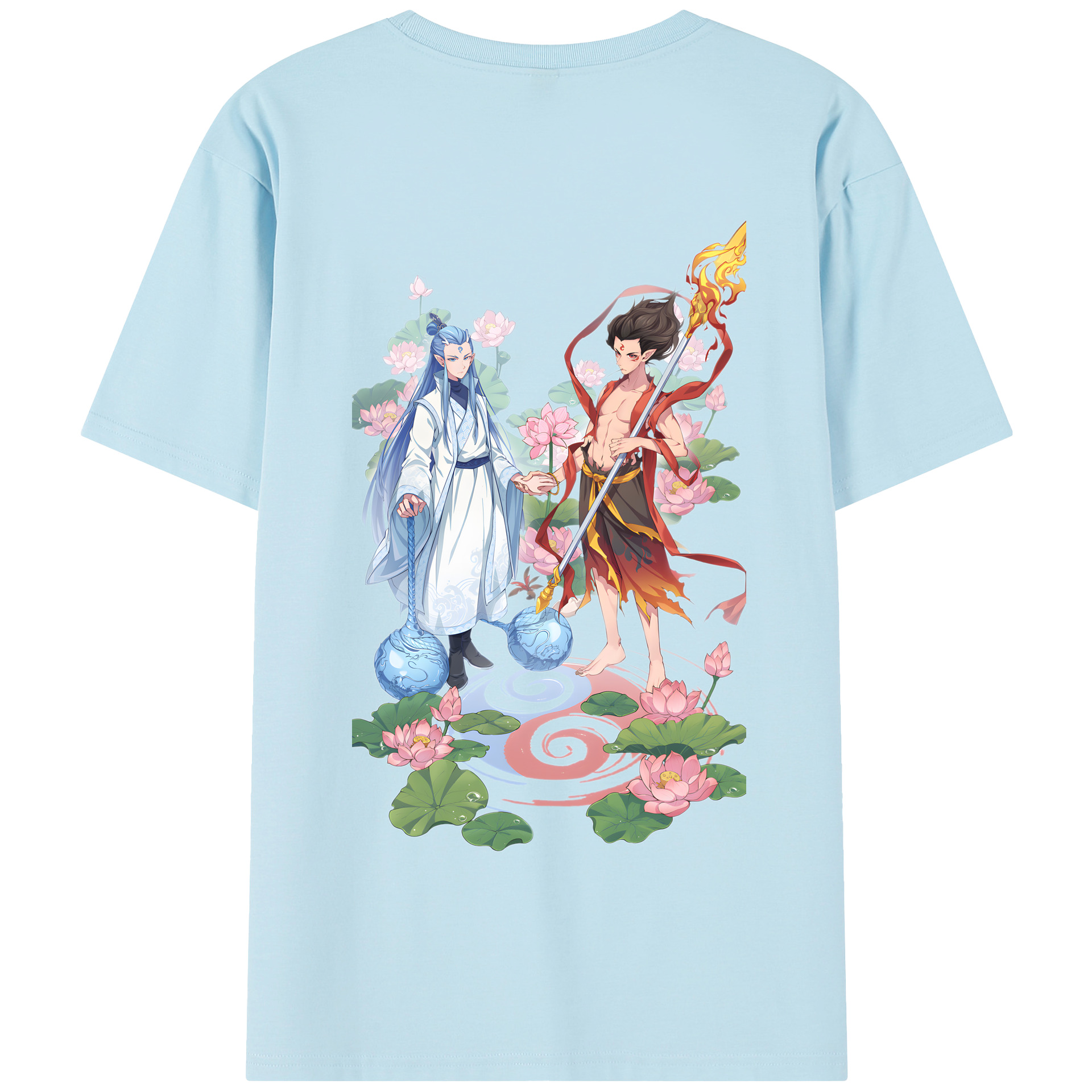 （画像用） Ne Zha 2 ナタ 魔童の大暴れ 綿100％半袖Tシャツ（背面プリント）